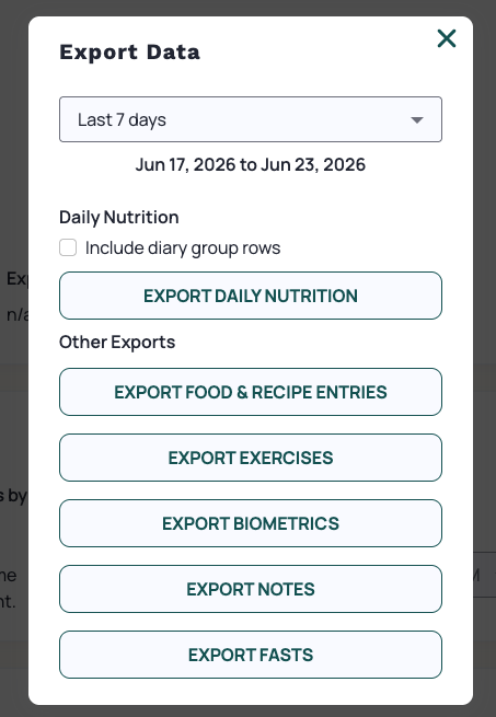 Web export dialog — Help screenshot