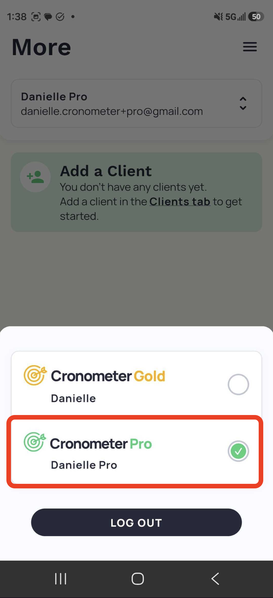 Pro profile switcher — Help screenshot